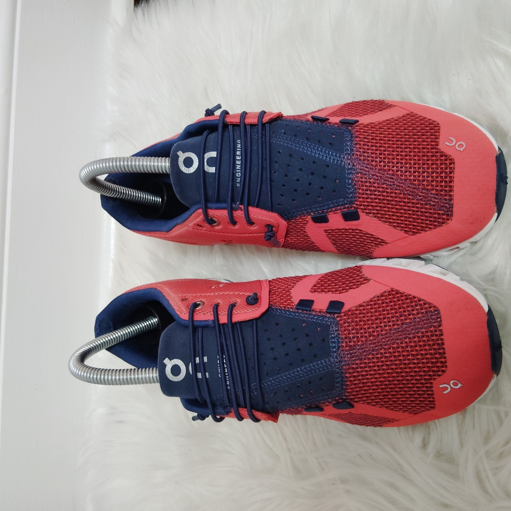 On Running Coral and Navy Sneakers